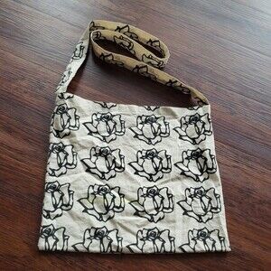 Freda Salvador Rose Silhouette Linen Crossbody Bag Size 17x14